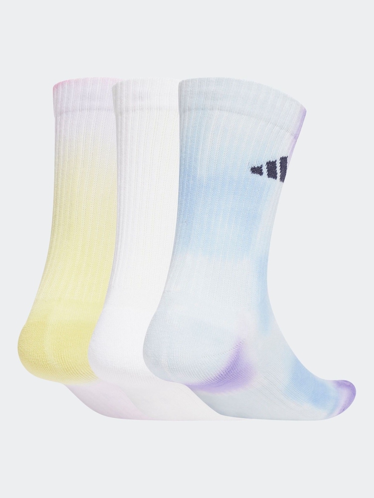 adidas White Tie Dye Crew Socks 3 Pack - Image 2 of 4