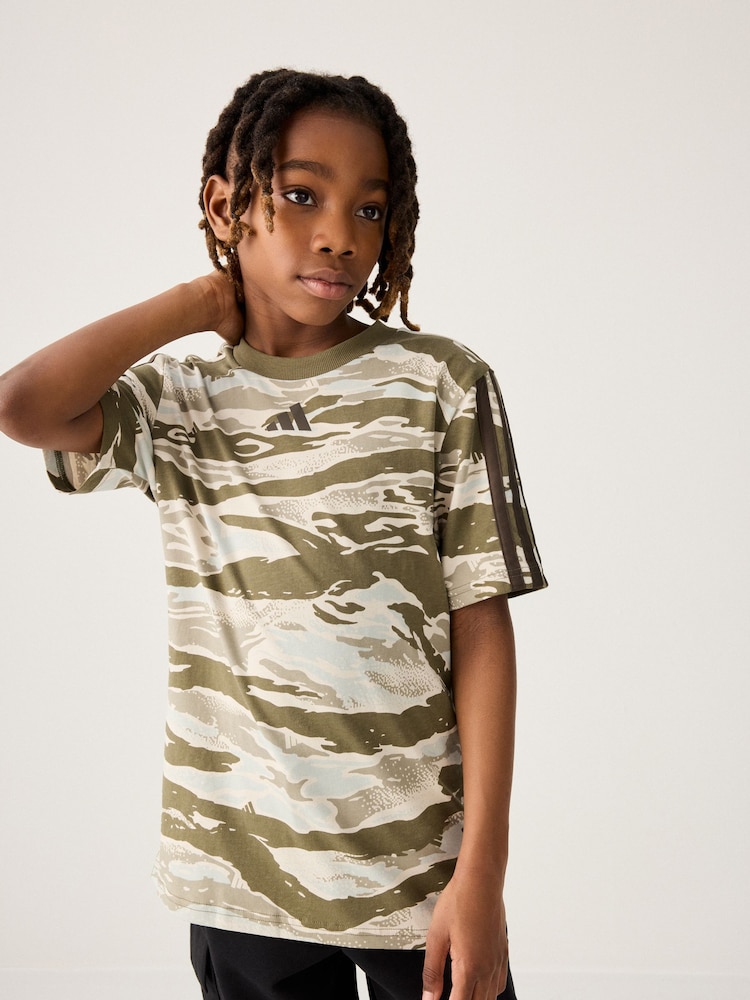 adidas Green Camo 100% Cotton T-Shirt - Image 1 of 5