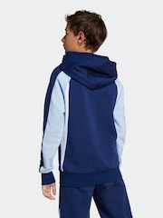 adidas Blue Colour Block Fleece Hoodie - Image 2 of 6