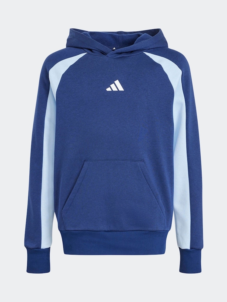 adidas Blue Colour Block Fleece Hoodie - Image 6 of 6