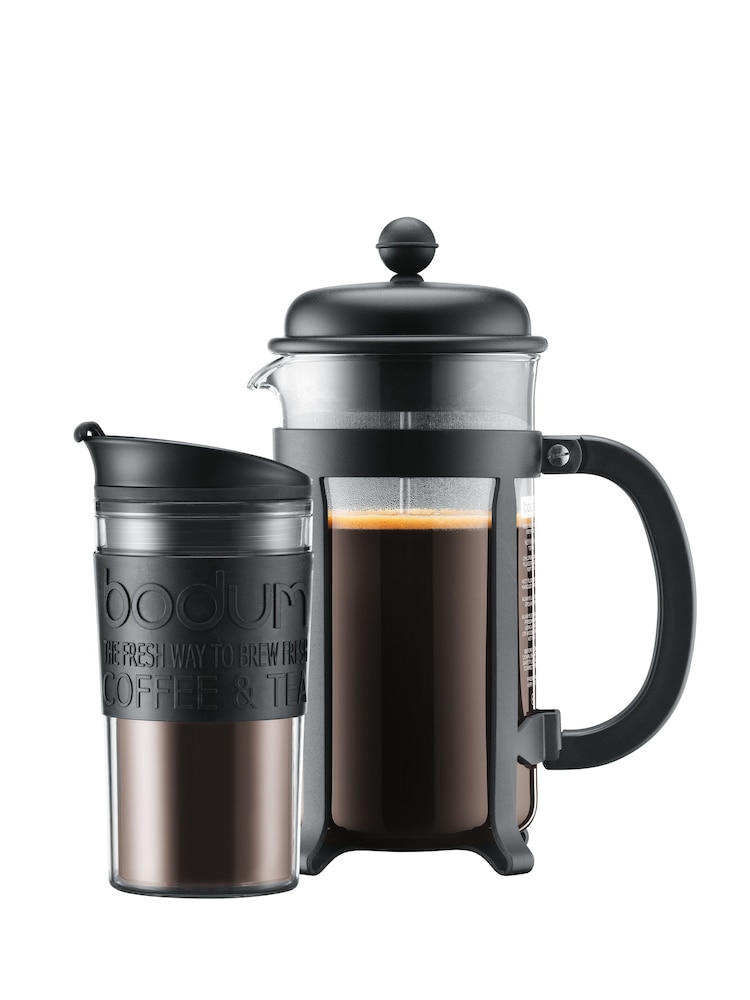 Bodum Black Java 8 Cup Coffee Maker And Travel Mug Set - Image 1 of 1