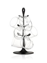 Bodum Black BISTRO Mug Tree & 6 Glass Mugs - Image 1 of 1