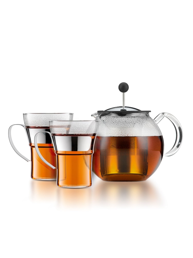 Bodum Chrome Assam Infuser Teapot & Glasses Set - Image 2 of 2