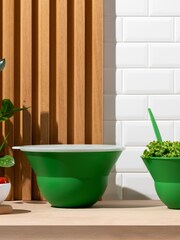 Bodum Set of 2 Green TOPEE Stackable Bowls & Salad Servers - Image 2 of 4