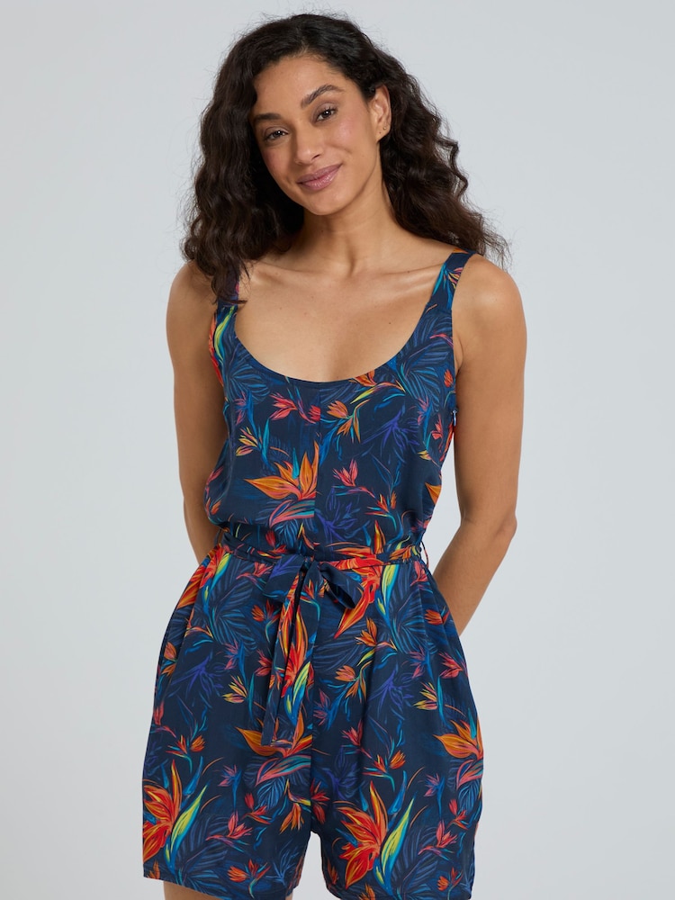Animal Orange Womens Floral Print Playsuit - Image 1 of 8