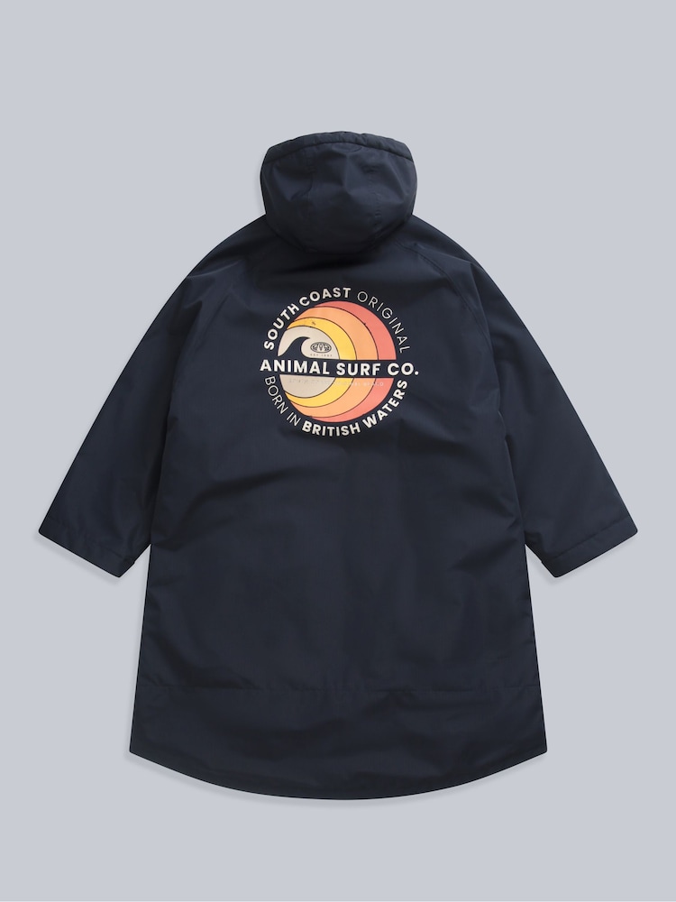Animal Navy Blue Mens Hazey Waterproof Beach Parka - Image 2 of 5 Animal Navy Blue Mens Hazey Waterproof Beach Parka - Image 2 of 5