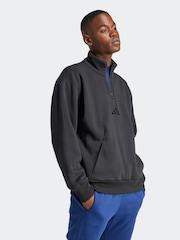 adidas Black All Szn Fleece 1/4-zip Crew Sweatshirt - Image 3 of 6