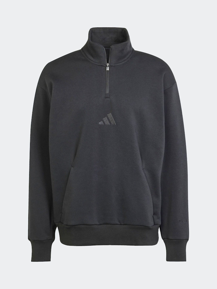 adidas Black All Szn Fleece 1/4-zip Crew Sweatshirt - Image 6 of 6
