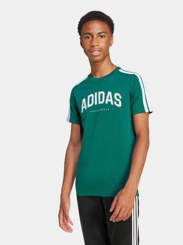 Verde - Camiseta 100% algodón universitaria de adidas - Imagen 1 de 8