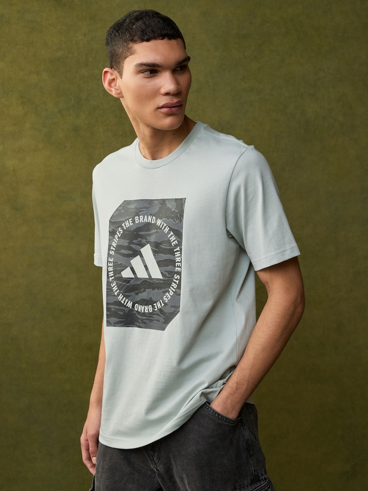 Серый - adidas Camo Shape 100% Cotton Graphic T-Shirt - Image 1 of 10