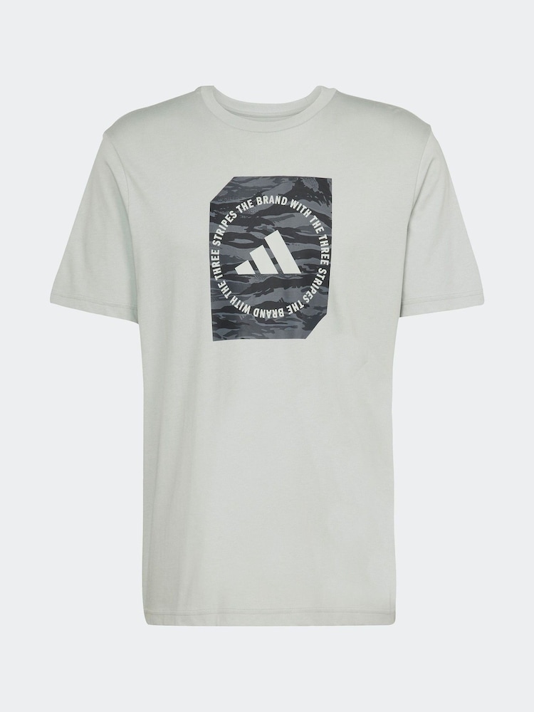 Серый - adidas Camo Shape 100% Cotton Graphic T-Shirt - Image 10 of 10
