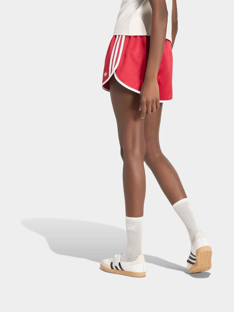 adidas Originals Red 3-Stripes Sprinter Shorts - Image 2 of 6 adidas Originals Red 3-Stripes Sprinter Shorts - Image 2 of 6