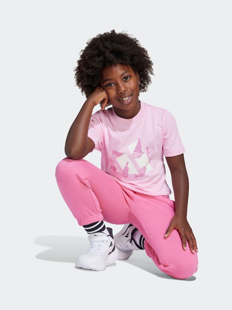 adidas Pink Lounge Ice Graphic 100% Cotton T-Shirt - Image 3 of 6