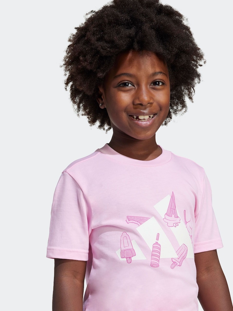 adidas Pink Lounge Ice Graphic 100% Cotton T-Shirt - Image 4 of 6