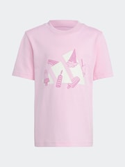 adidas Pink Lounge Ice Graphic 100% Cotton T-Shirt - Image 6 of 6