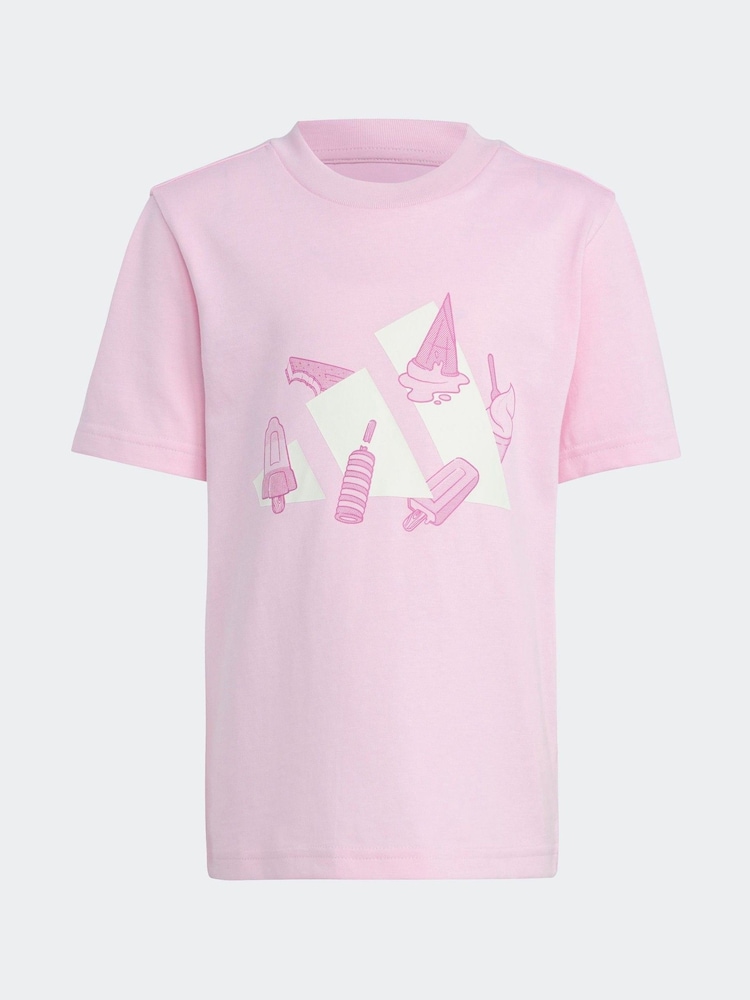 adidas Pink Lounge Ice Graphic 100% Cotton T-Shirt - Image 6 of 6