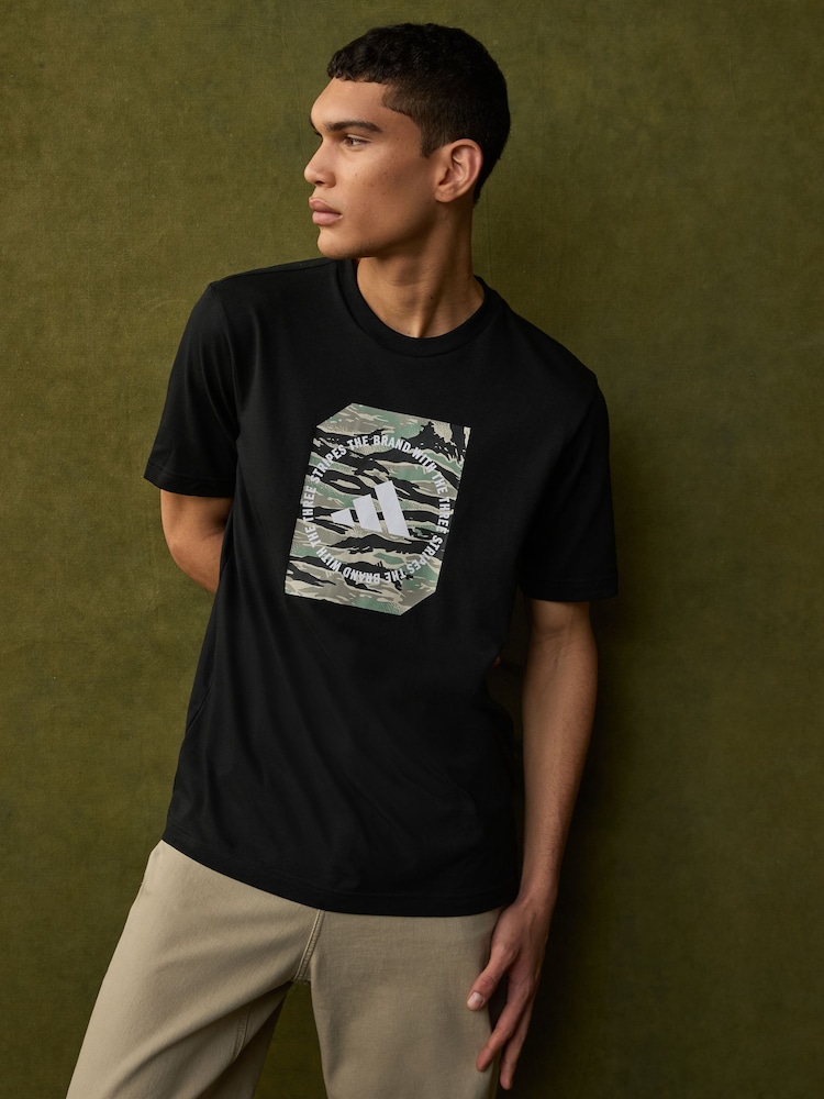 adidas Black Camo Shape 100% Cotton Graphic T-Shirt - Image 1 of 10