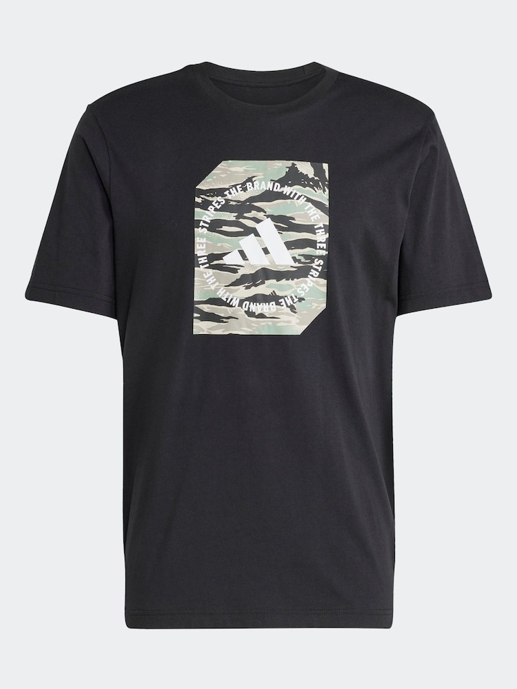 adidas Black Camo Shape 100% Cotton Graphic T-Shirt - Image 10 of 10