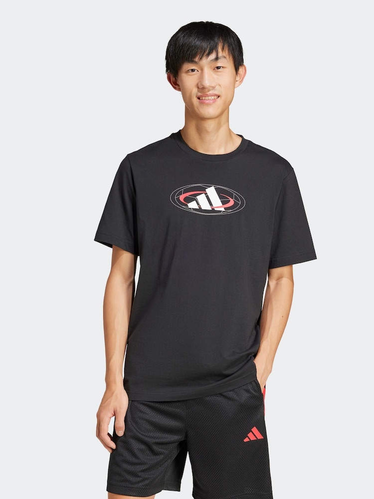 adidas Black House of Tiro Block Graphic 100% Cotton T-Shirt - Image 1 of 7