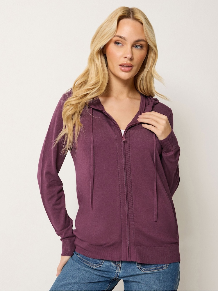 M&Co Purple Zip Through Knitted Hoodie - Image 1 of 5 M&Co Purple Zip Through Knitted Hoodie - Image 1 of 5