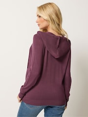 M&Co Purple Zip Through Knitted Hoodie - Image 3 of 5