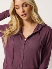 M&Co Purple Zip Through Knitted Hoodie - Image 4 of 5