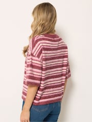 Long Tall Sally Pink Short Sleeve Stripe Fluffy Jumper - Image 3 of 5