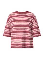 Long Tall Sally Pink Short Sleeve Stripe Fluffy Jumper - Image 5 of 5