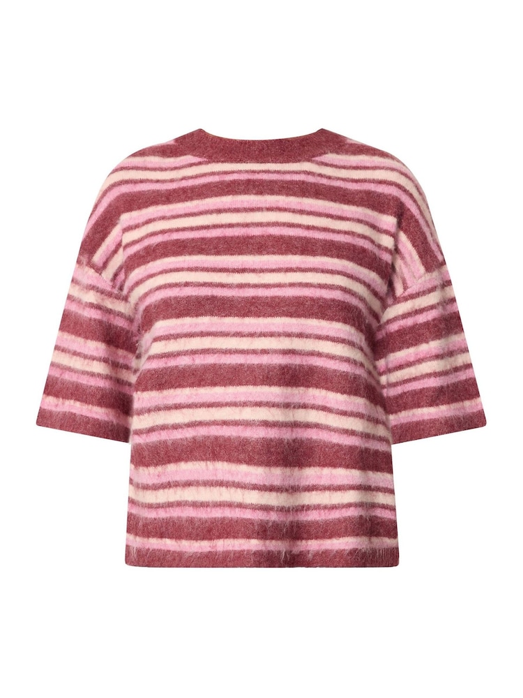 Long Tall Sally Pink Short Sleeve Stripe Fluffy Jumper - Image 5 of 5