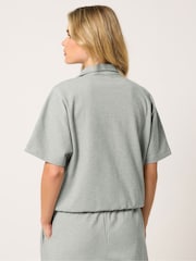 PixieGirl Petite Grey Brushed Funnel Neck Jacket & Barrel Trousers Set - Image 3 of 6