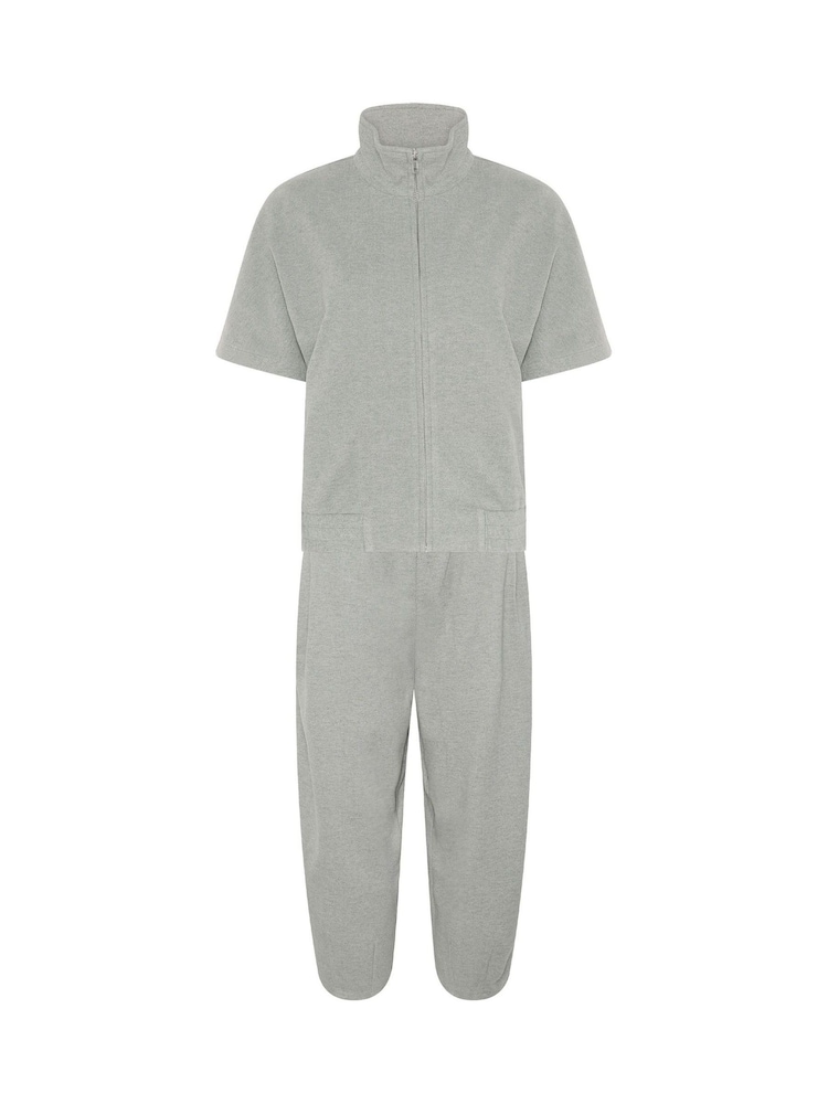 PixieGirl Petite Grey Brushed Funnel Neck Jacket & Barrel Trousers Set - Image 6 of 6 PixieGirl Petite Grey Brushed Funnel Neck Jacket & Barrel Trousers Set - Image 6 of 6