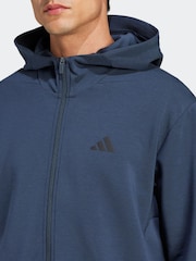 Blå - adidas Designad för träning Full-Zip Track Huvtröja - Bild 4 av 6