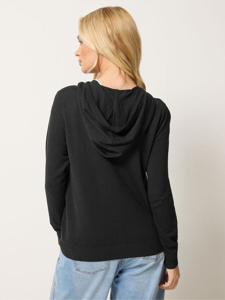 M&Co Black Zip Through Knitted Hoodie - Image 2 of 5 M&Co Black Zip Through Knitted Hoodie - Image 2 of 5