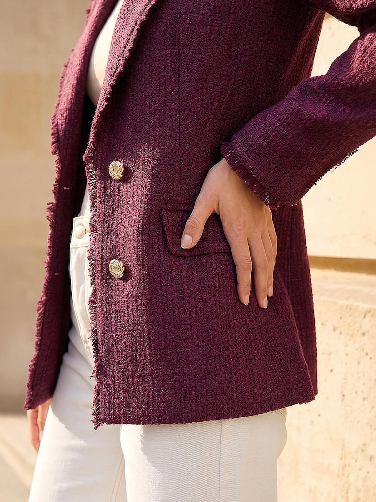 Roman Red Fray Mid Boucle Jacket - Image 4 of 4 Roman Red Fray Mid Boucle Jacket - Image 4 of 4