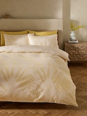 Yellow Tropical Floral 100% Cotton 200 Thread Count Jacquard Duvet Cover and Pillowcase Set - Image 1 of 5