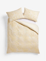 Yellow Tropical Floral 100% Cotton 200 Thread Count Jacquard Duvet Cover and Pillowcase Set - Image 3 of 5