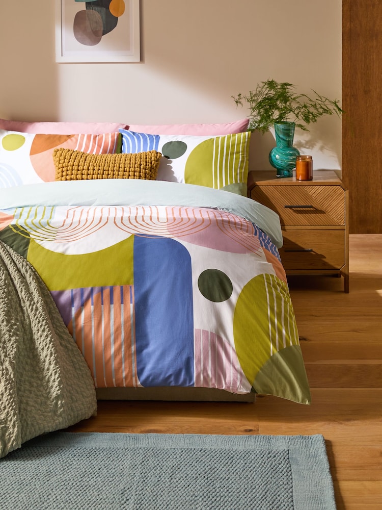 Multi 100% Cotton Geometric Duvet Cover Set - Image 1 of 4