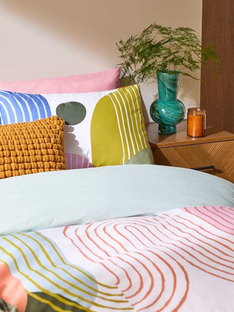 Multi 100% Cotton Geometric Duvet Cover Set - Image 2 of 4