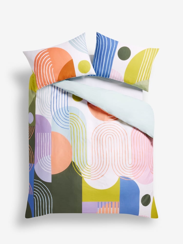 Multi 100% Cotton Geometric Duvet Cover Set - Image 4 of 4