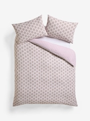 Purple Lilac 100% Cotton Floral Print Stripe Matelassé Duvet Cover and Pillowcase Set - Image 7 of 7