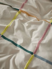 Multi Tufted Check 100% Cotton Duvet Cover and Pillowcase Set - Image 3 of 4