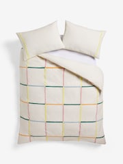 Multi Tufted Check 100% Cotton Duvet Cover and Pillowcase Set - Image 4 of 4