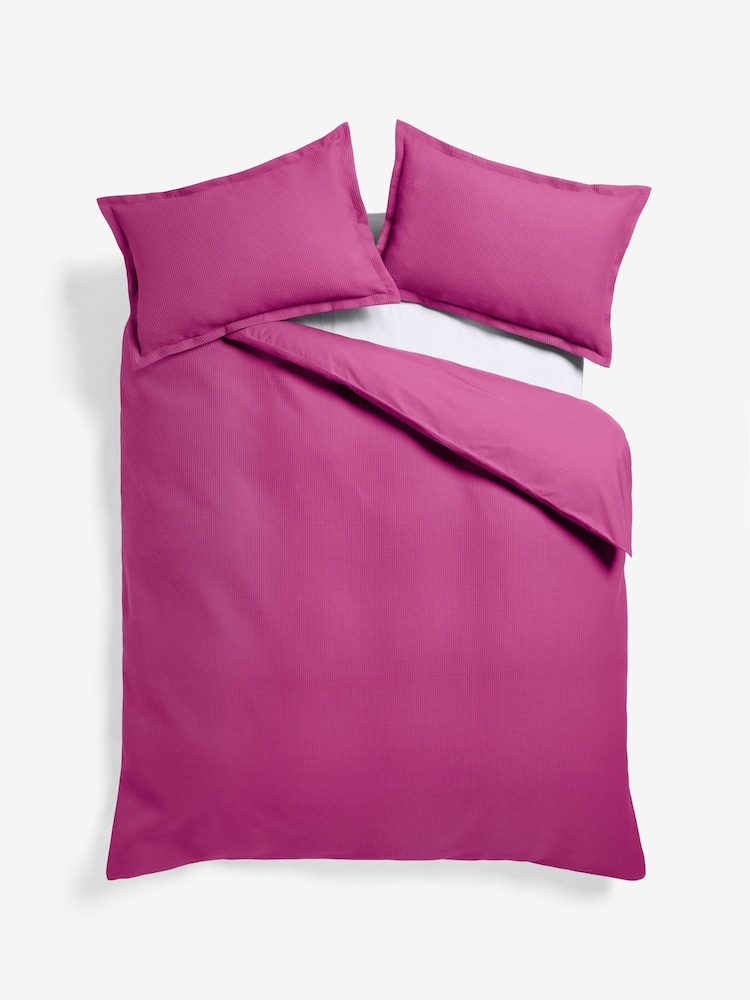 Pink Waffle Duvet Cover and Pillowcase Set - Image 5 of 5 Pink Waffle Duvet Cover and Pillowcase Set - Image 5 of 5