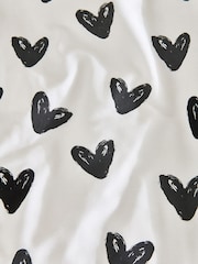 Black/White Heart Reversible Duvet Cover and Pillowcase Set - Image 3 of 4