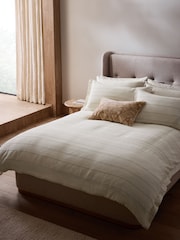 Natural N. Premium 200 Thread Count Waffle Stripe 100% Cotton Duvet Cover and Pillowcase Set - Image 1 of 7