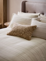 Natural N. Premium 200 Thread Count Waffle Stripe 100% Cotton Duvet Cover and Pillowcase Set - Image 2 of 7
