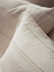 Natural N. Premium 200 Thread Count Waffle Stripe 100% Cotton Duvet Cover and Pillowcase Set - Image 4 of 7