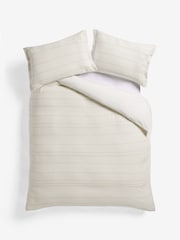 Natural N. Premium 200 Thread Count Waffle Stripe 100% Cotton Duvet Cover and Pillowcase Set - Image 7 of 7