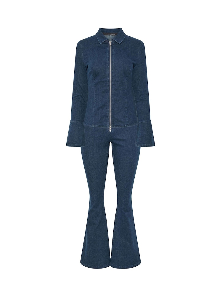 PixieGirl Petite Blue Zip Jacket & Kick Flare Jeans Set - Image 6 of 6 PixieGirl Petite Blue Zip Jacket & Kick Flare Jeans Set - Image 6 of 6