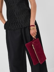 Accessorize Red Foldover Suede Wristlet Bag - Image 1 of 3